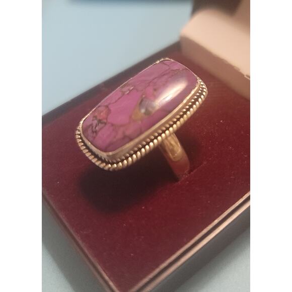 Purple and copper turquoise ring in sterling silver - Picture 6 of 9